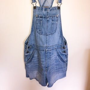 Blue denim overalls